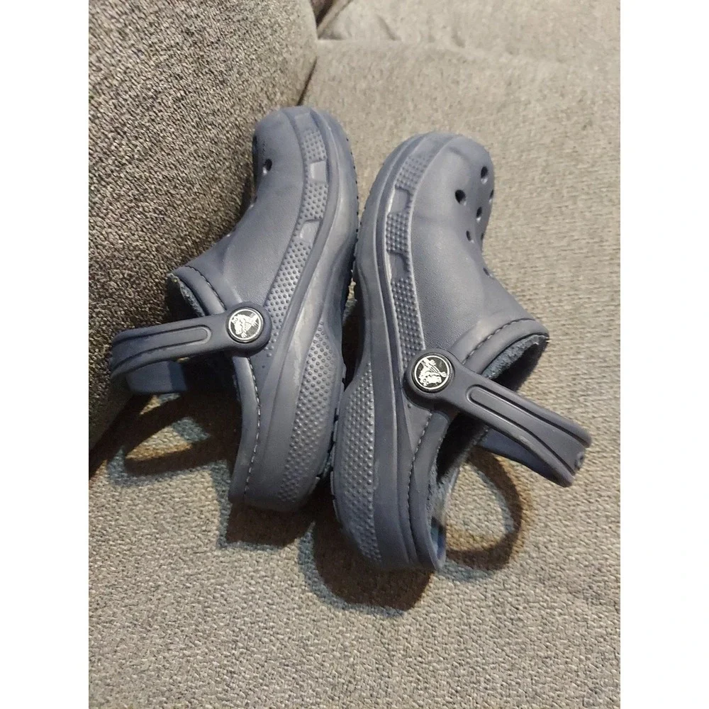 Crocs Dual Comfort Clogs Junior Big Kid 12 Faux Fur Lined Classic‎ Blue Summer